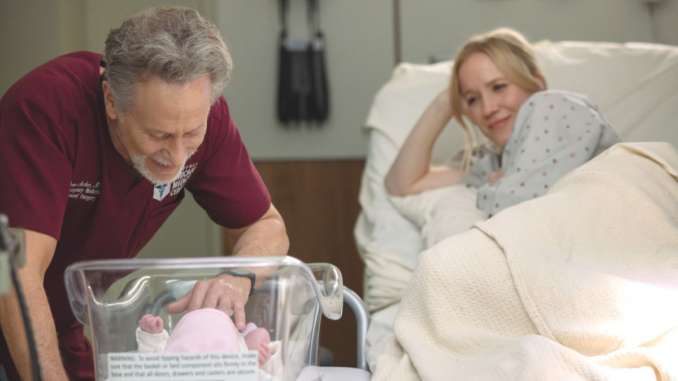Steven Weber as Dean Archer and Jessy Schram as Hannah Asher in Chicago Med season 11 episode