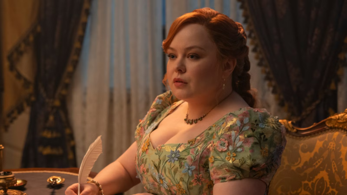 Nicola coughlan as penelope bridgerton writing in bridgerton season 4 episode
