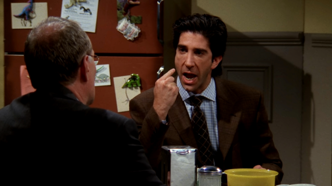 Ross Geller yelling in Friends Season 5 The One with Rosss Sandwich