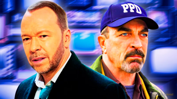 Tom selleck s jesse wearing his ppd cap with donnie wahlberg s danny reagan from blue bloods looking angry