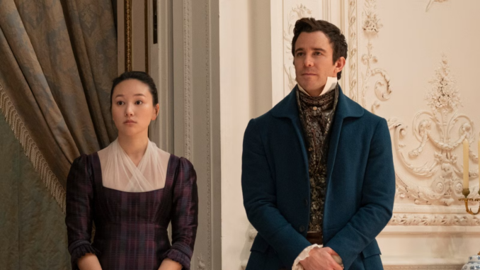 Yerin ha as sophie baek and luke thompson as benedict bridgerton in bridgerton season 4 part